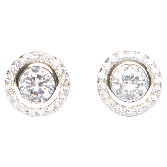 Genevive Jewelry Silver Pave Studs - Picture 3 of 5